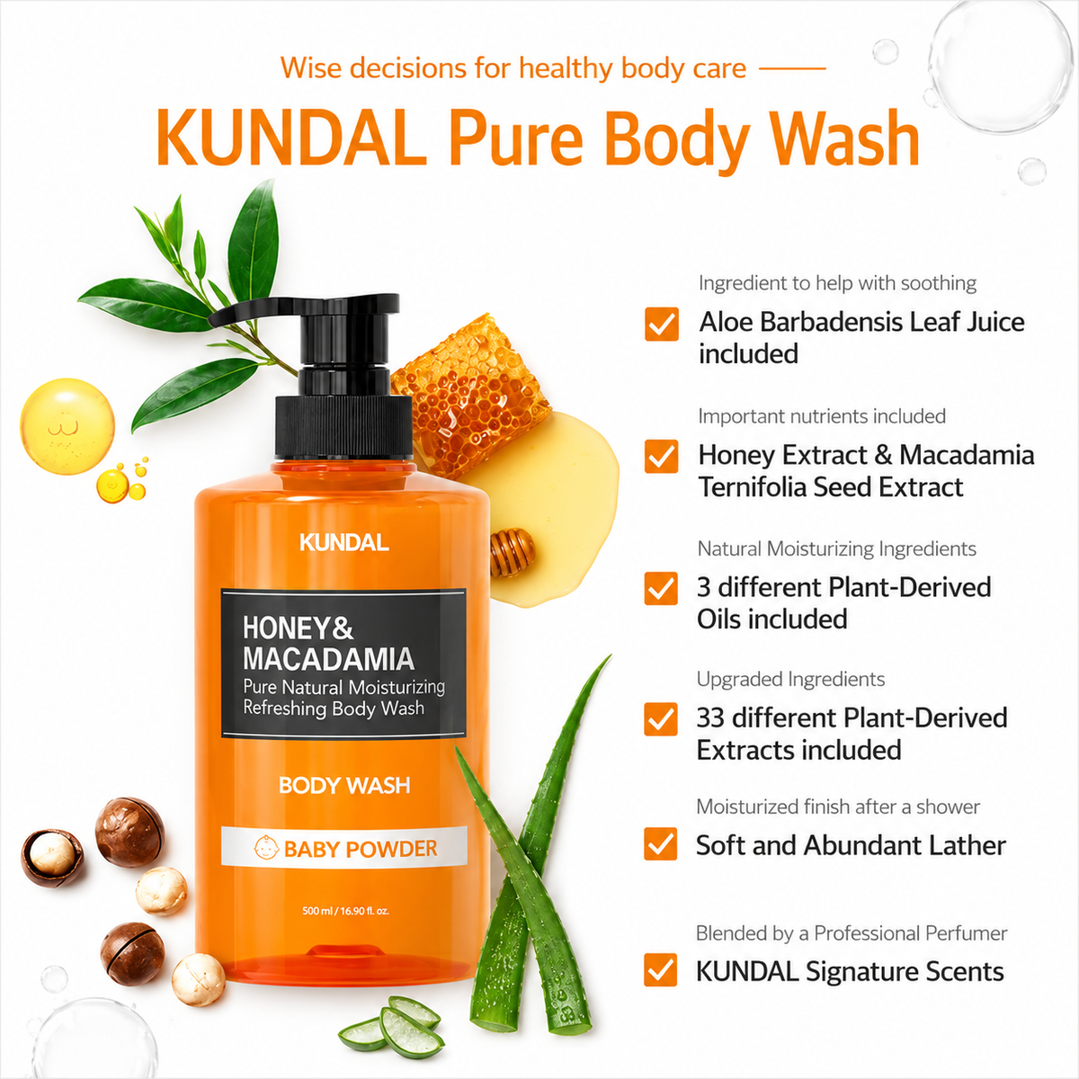 Honey And Macadamia Refreshing Body Wash (500ml)